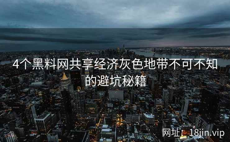 4个黑料网共享经济灰色地带不可不知的避坑秘籍