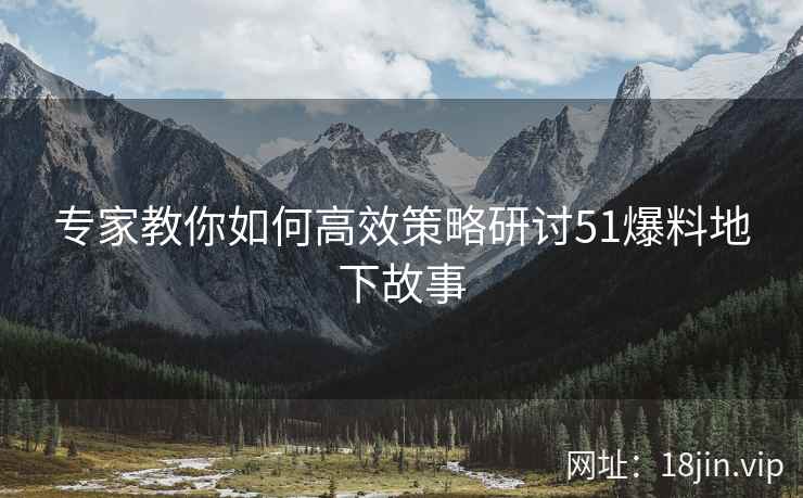 专家教你如何高效策略研讨51爆料地下故事